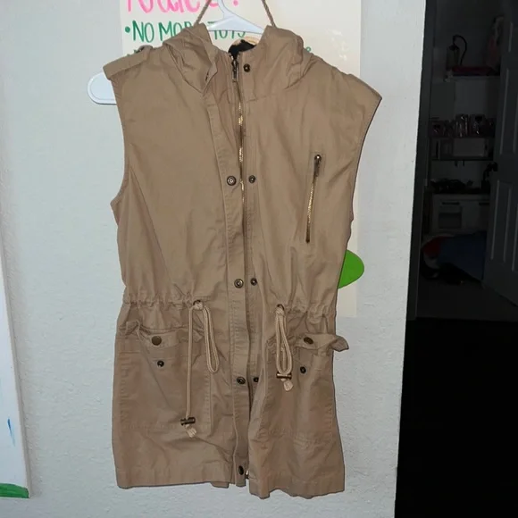 Zenana Military Hoodie Vest Camel Size Small - Picture 5 of 8